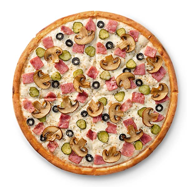 Домашняя пицца с семгой, оливками и орегано
